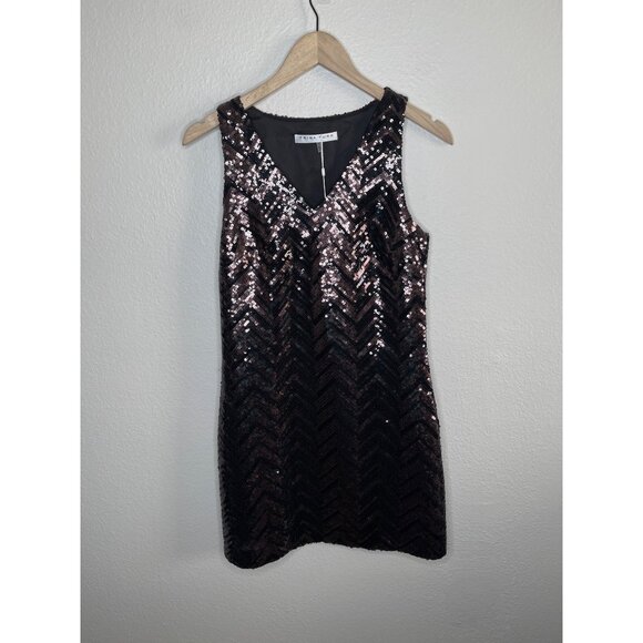 Trina Turk Glitterati Zigzag Holiday Sequin Dress Black Size 0 - Picture 2 of 8